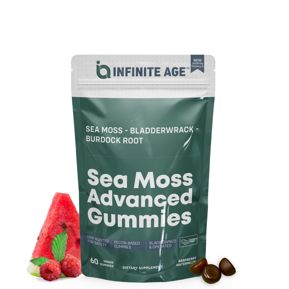 INFINITE AGE Sea Moss Advanced Gummies bottle for daily wellness.