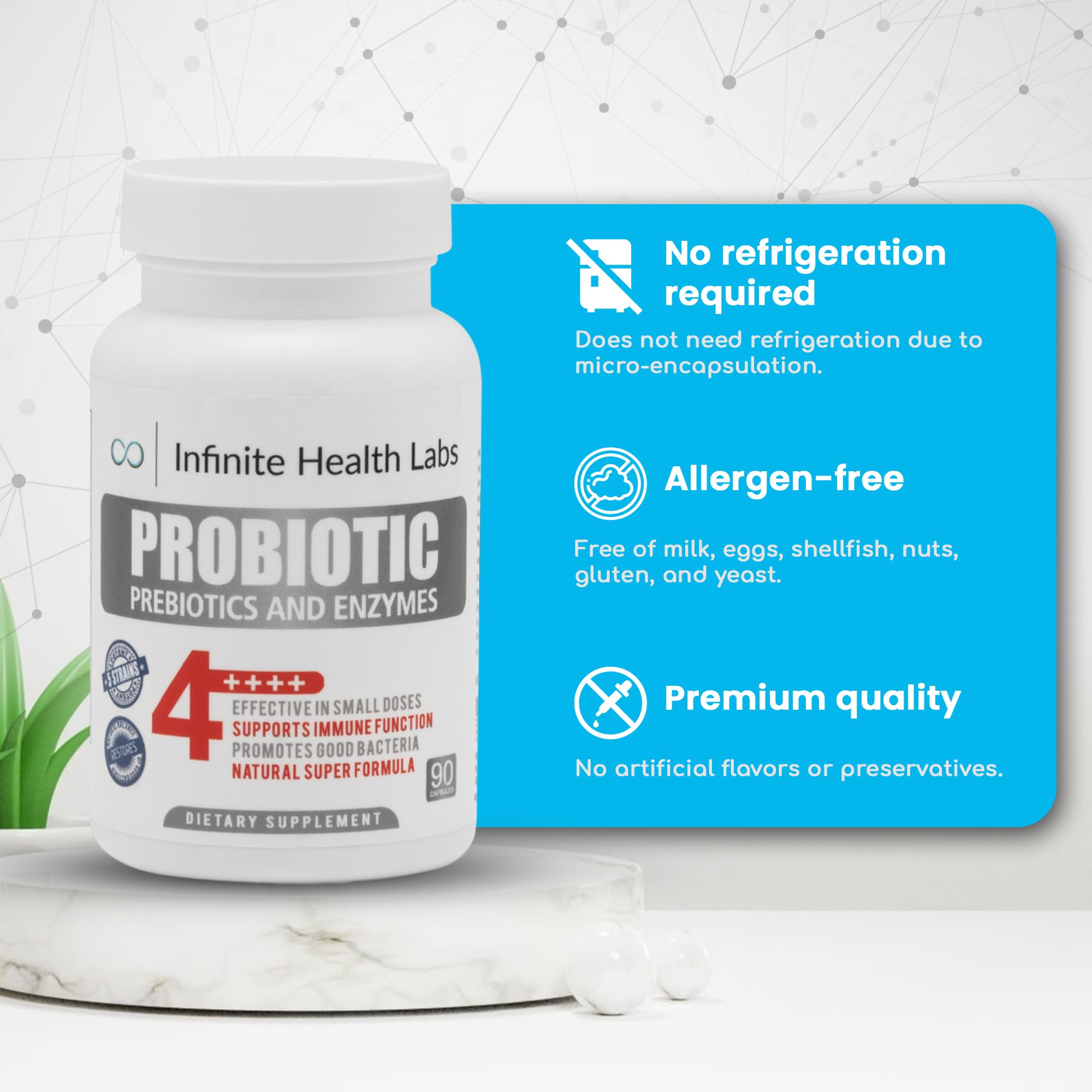 Allergen-free label confirms milk, eggs, gluten, and nuts are avoided.