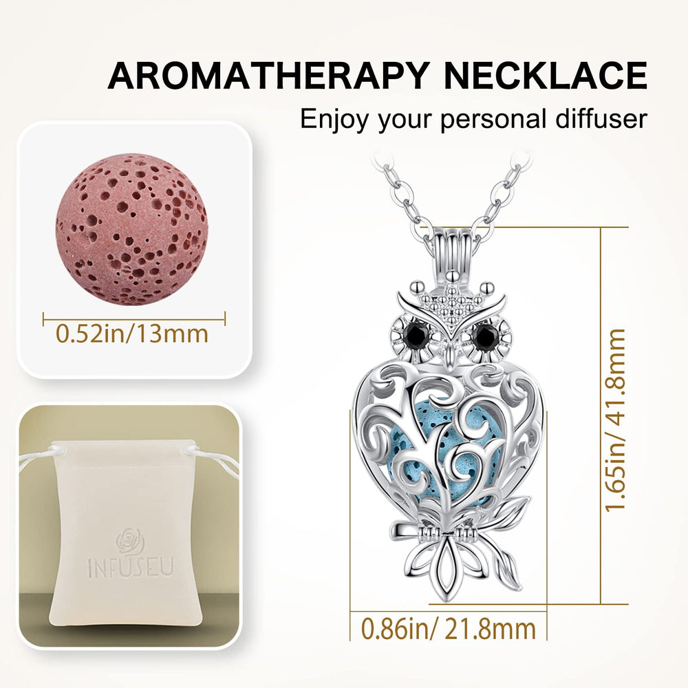 INFUSEU Owl diffuser locket ready for essential oil drops