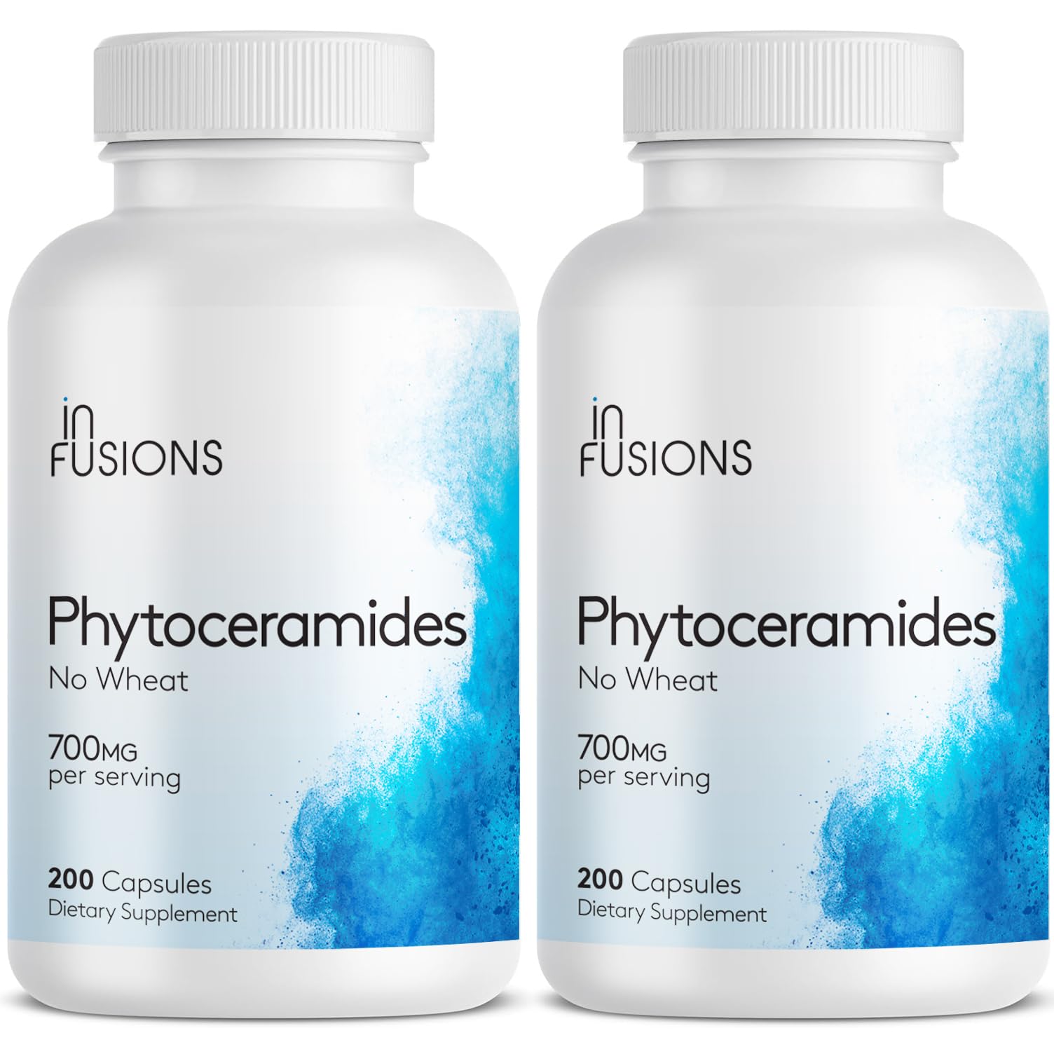 Infusions International Phytoceramides bottle closeup highlighting plant-derived ceramides for skin support