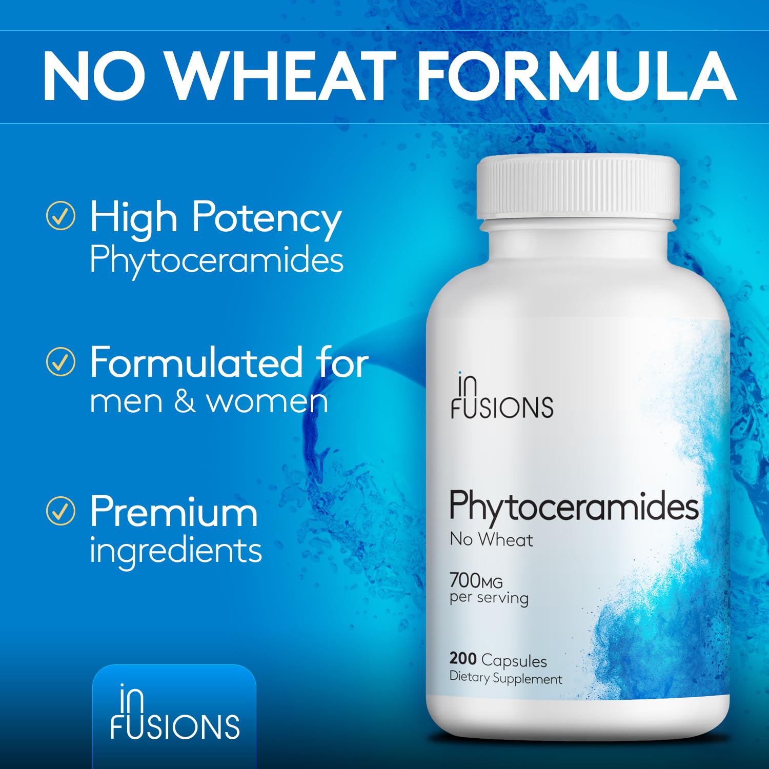 Infusions International Phytoceramides bottle on a counter suggesting easy nightly routine