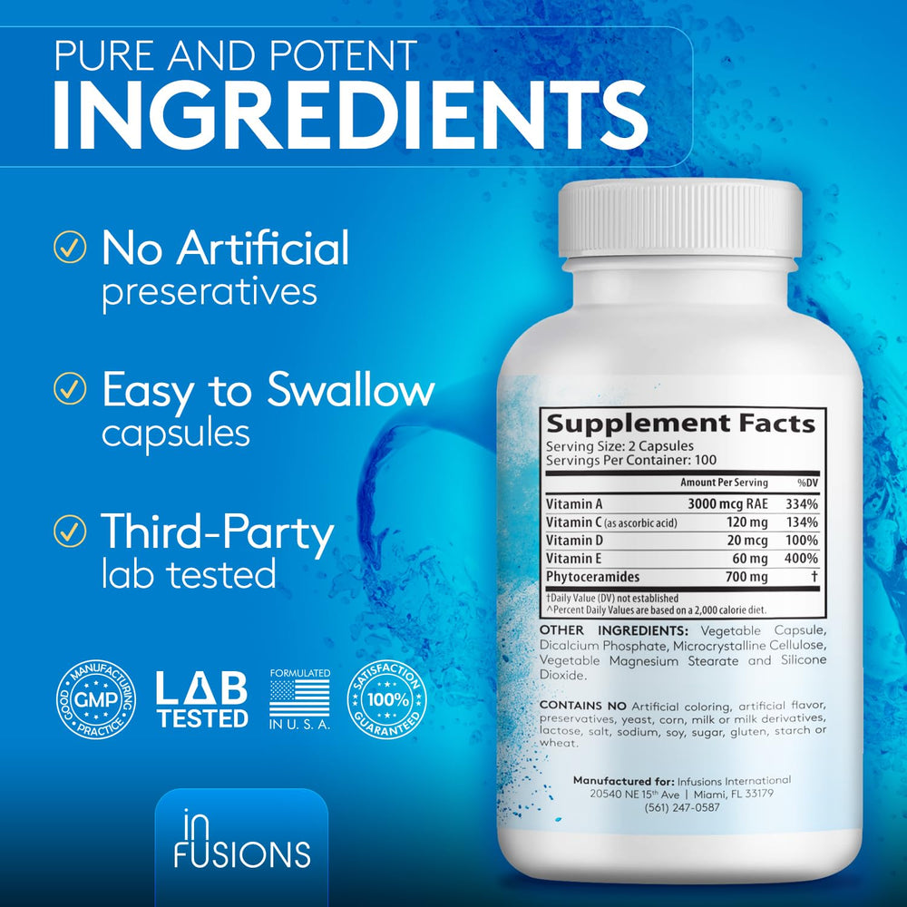 Infusions International Phytoceramides box packaging on a clean surface for daily use