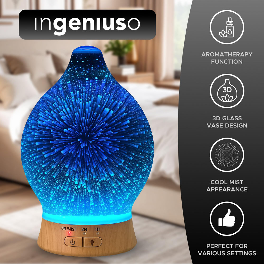 Ingeniuso Diffuser LED color display for mood lighting and relaxation.
