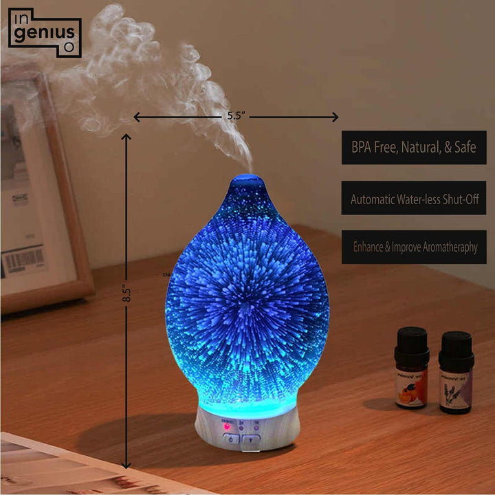 Ingeniuso diffuser auto shut-off prevents operation when water is low.