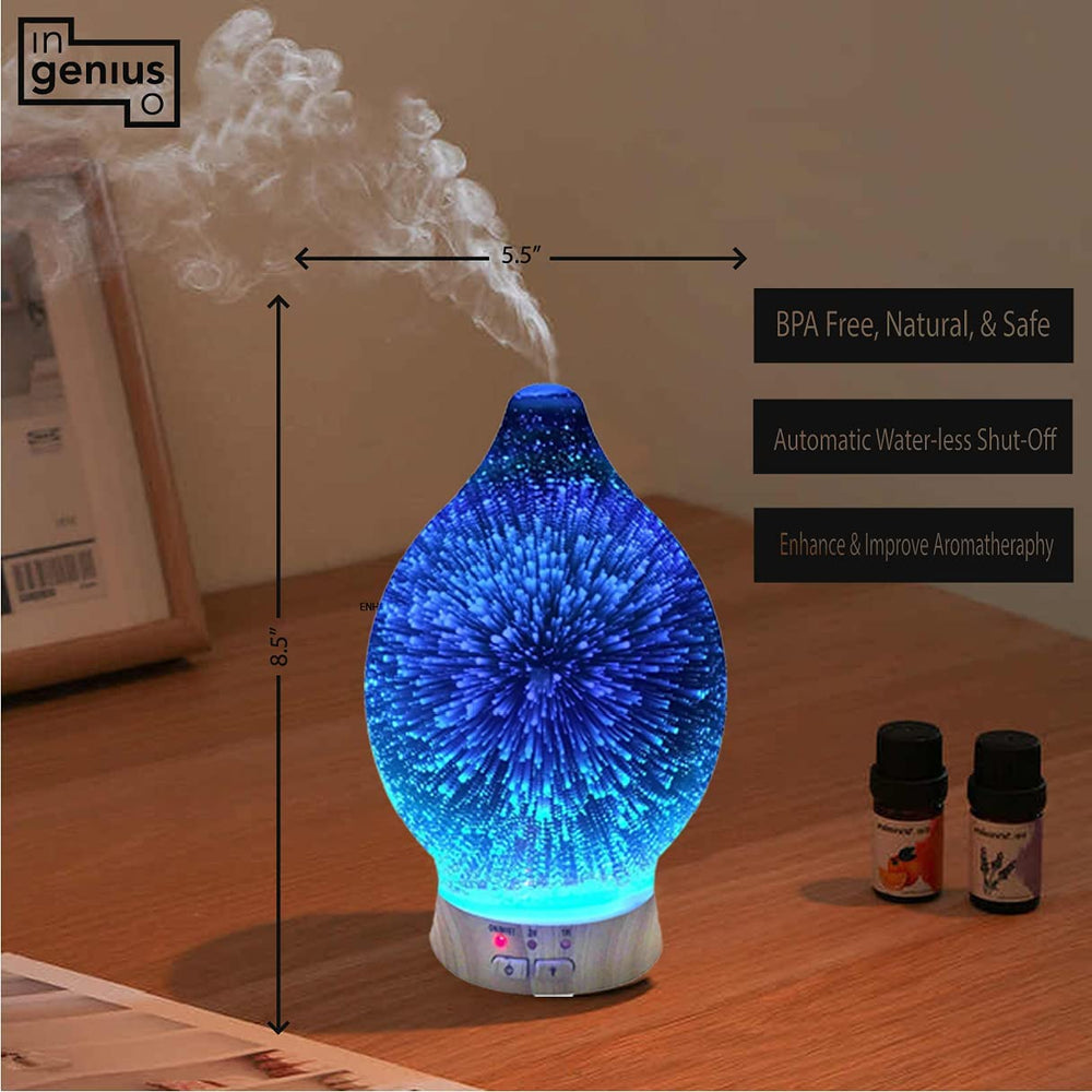 Ingeniuso diffuser auto shut-off prevents operation when water is low.