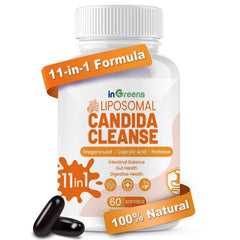 inGreens 11-in-1 Candida Softgels bottle suggesting balanced gut support and daily wellness.