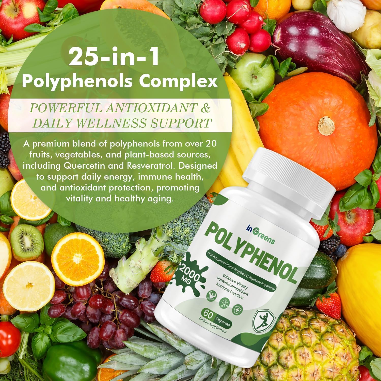 inGreens 25-in-1 bottle back with supplement facts for informed wellness decisions.