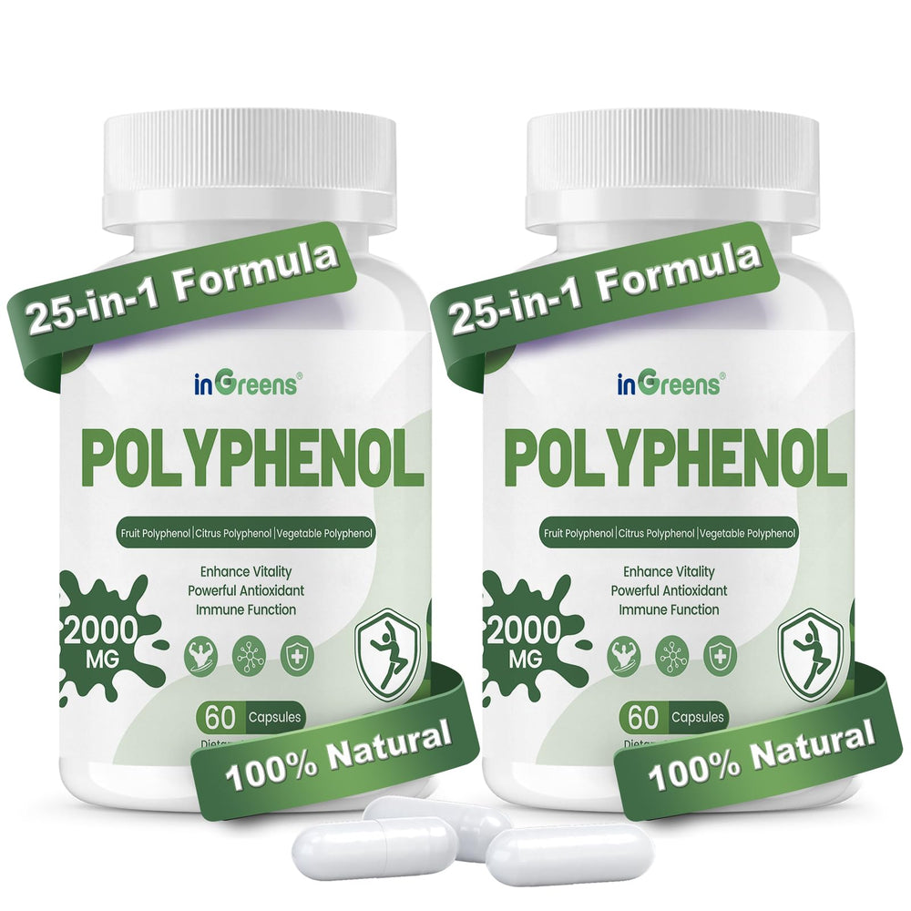 inGreens 25-in-1 polyphenols bottle front highlighting antioxidant blend for daily vitality.