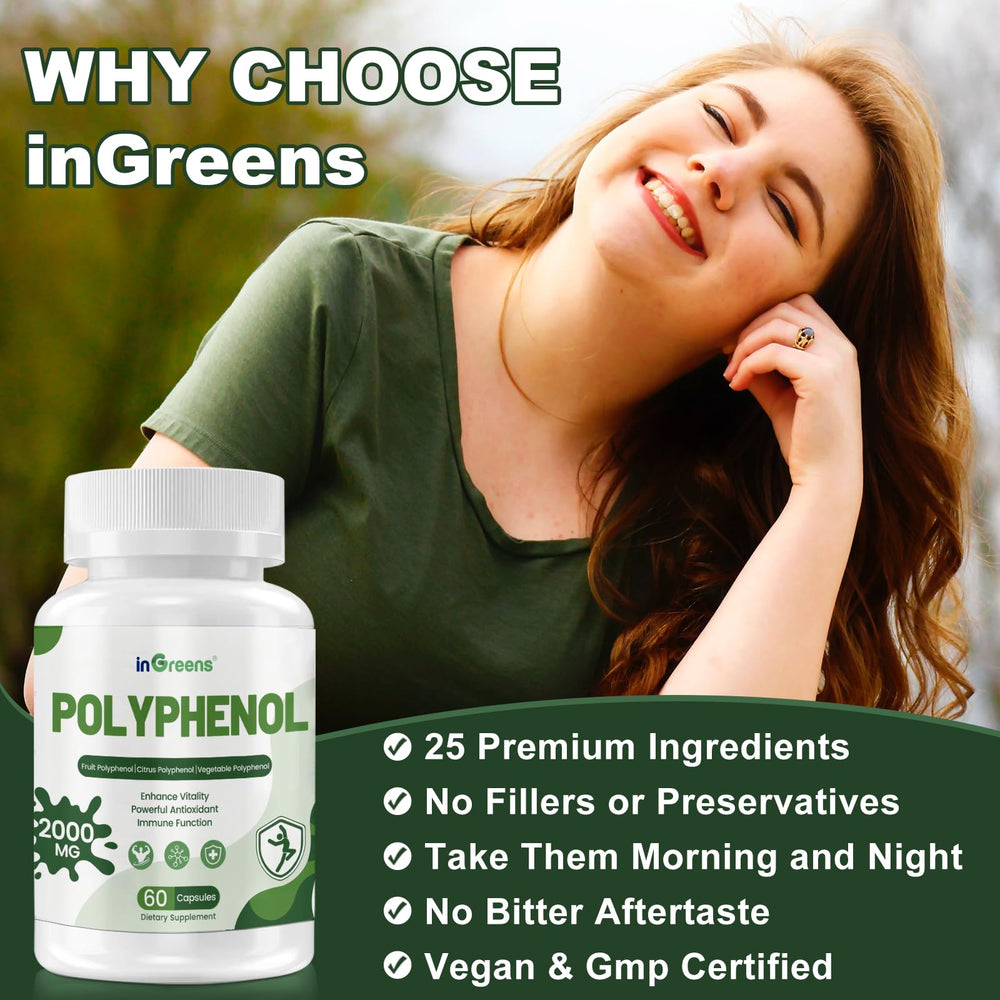 inGreens 25-in-1 packaging display highlighting vegan gluten-free and sugar-free formula.