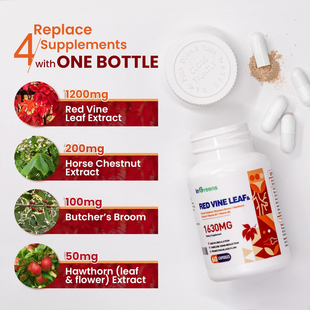 inGreens Butcher's Broom extract capsules showcase plant-based support for healthy leg feeling