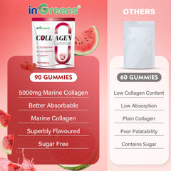 inGreens collagen gummies ingredients panel reveals added vitamin C and biotin.