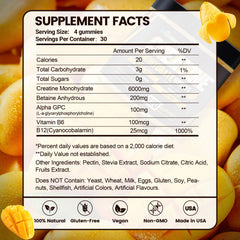 inGreens Creatine Gummies back view; nutrition details for endurance and recovery.