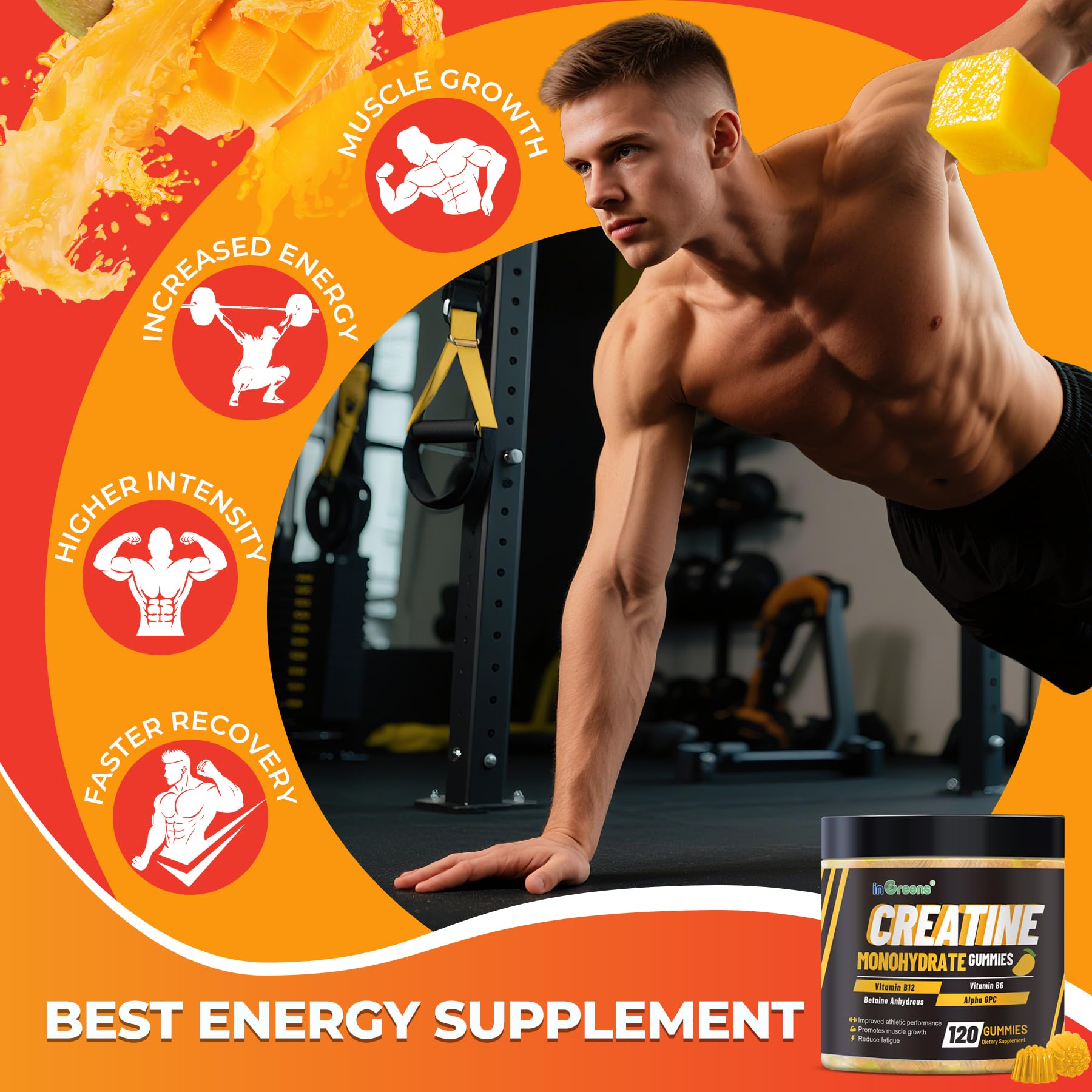 inGreens Creatine Gummies being taken before workout; easy usage.