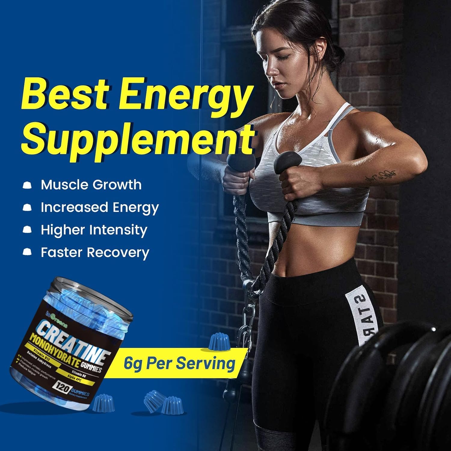 inGreens Creatine Monohydrate Gummies 6g serving pour for easy dosing