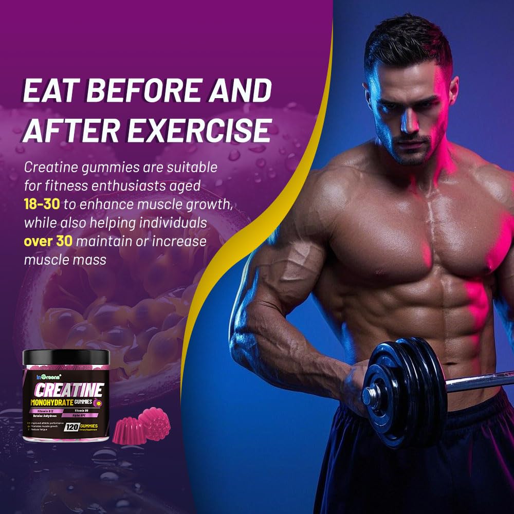inGreens Creatine Monohydrate Gummies label details gluten-free and sugar-free benefits.
