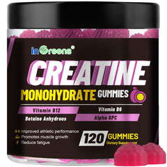 inGreens Creatine Monohydrate Gummies packaging shows a convenient daily serving for on-the-go athletes.