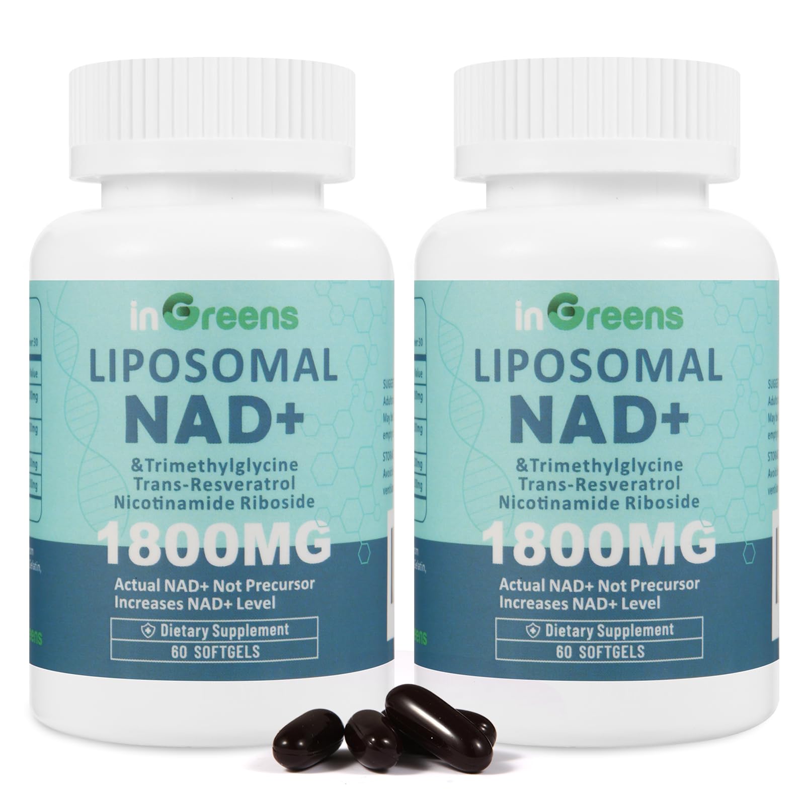 inGreens Liposomal NAD+ bottle for easy daily energy support.
