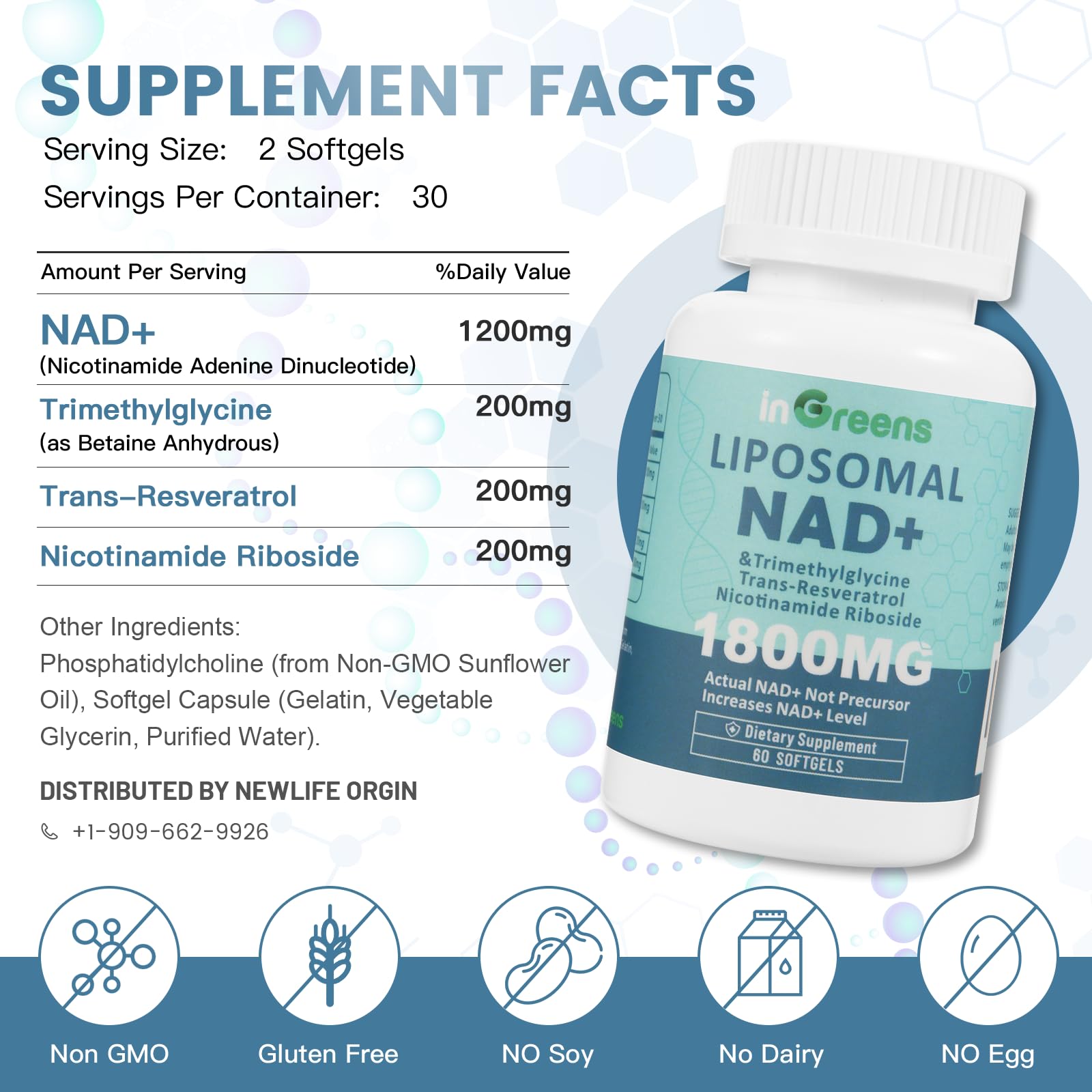 inGreens Liposomal NAD+ capsules shown for convenient supplementation.