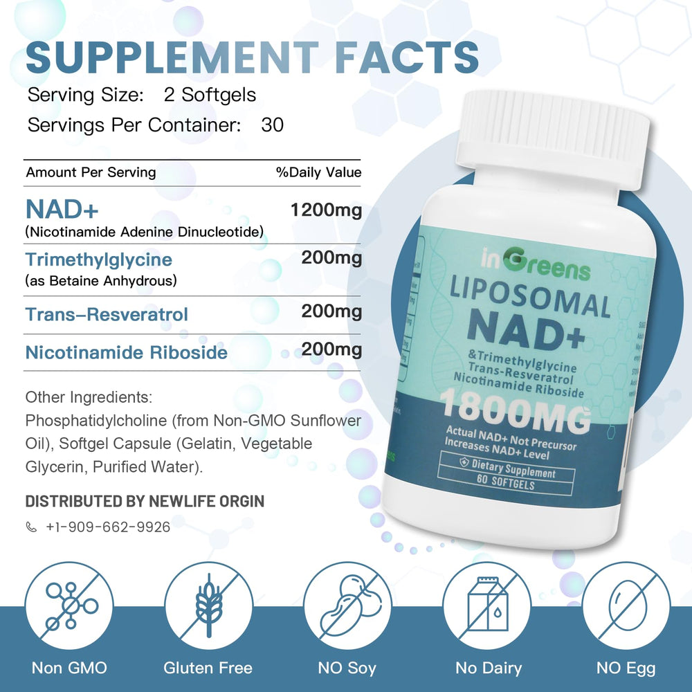 inGreens Liposomal NAD+ capsules shown for convenient supplementation.