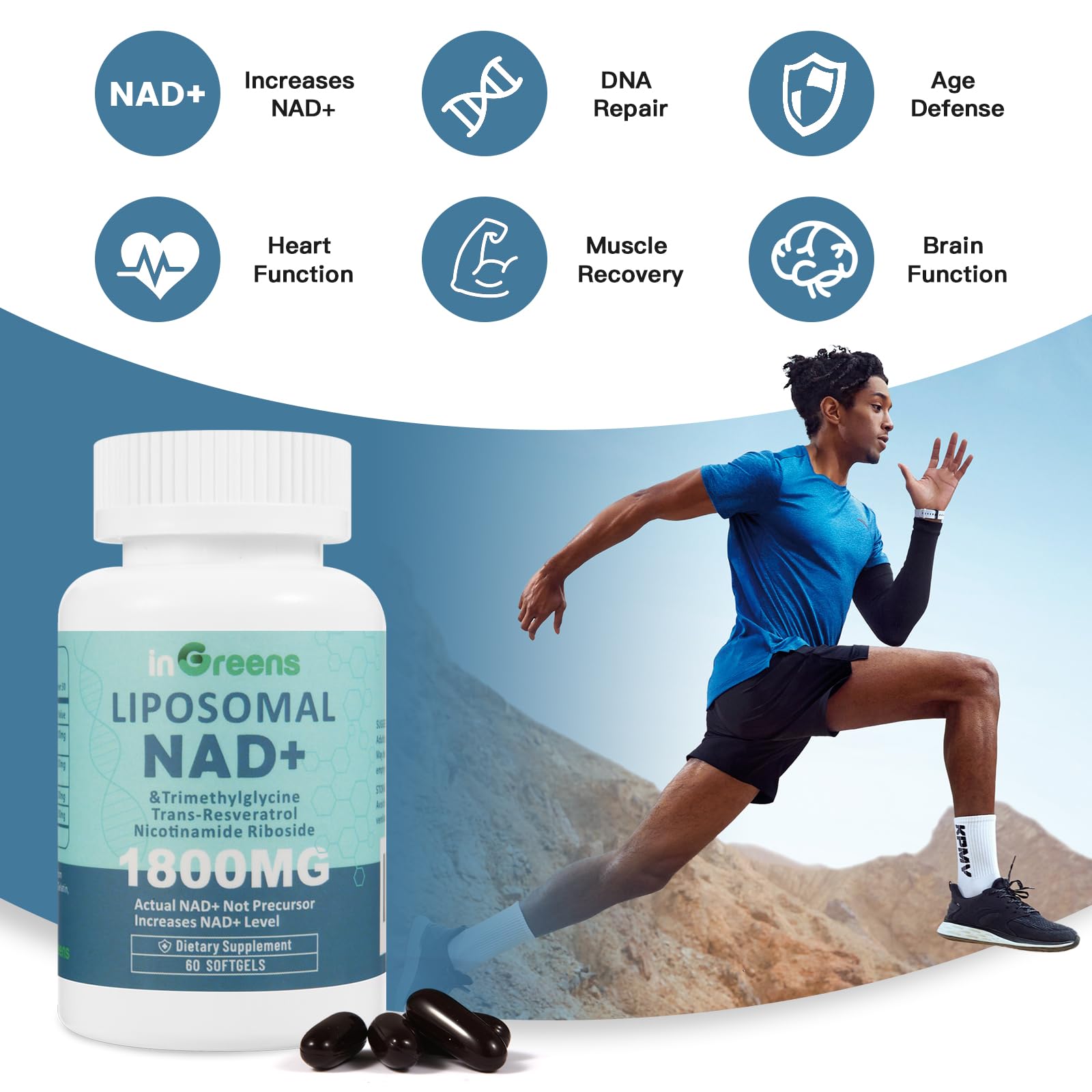inGreens Liposomal NAD+ dosing scoop included for accurate serving.