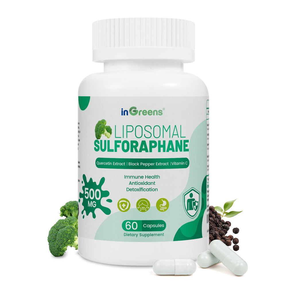 inGreens liposomal sulforaphane bottle, showcasing enhanced absorption for daily wellness.