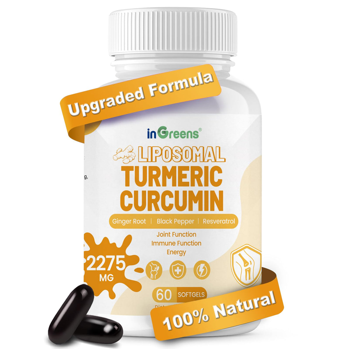 inGreens Liposomal Turmeric bottle front for daily joint comfort exploration.