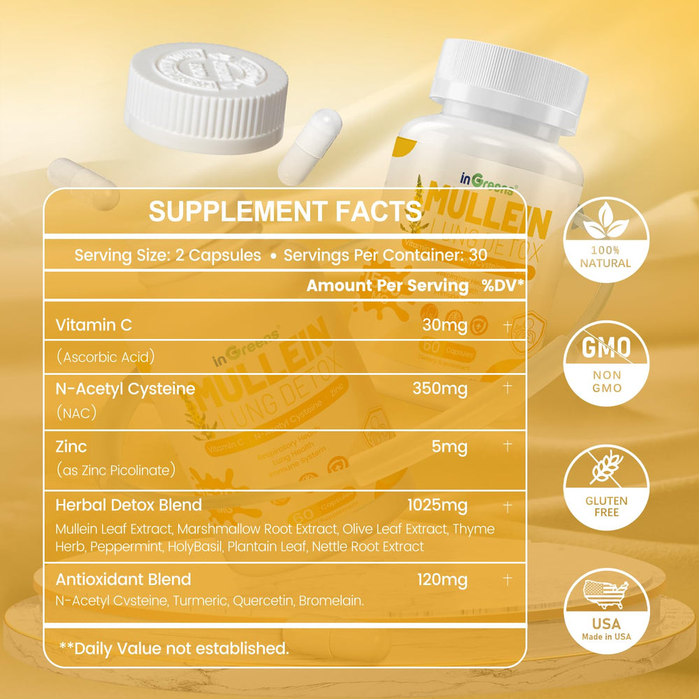 inGreens Mullein bottle pour demonstrates simple daily dosing.