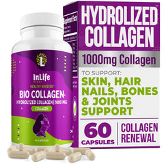 Inlife Plus + Hydrolyzed Collagen bottle front promotes daily beauty and joint wellness.