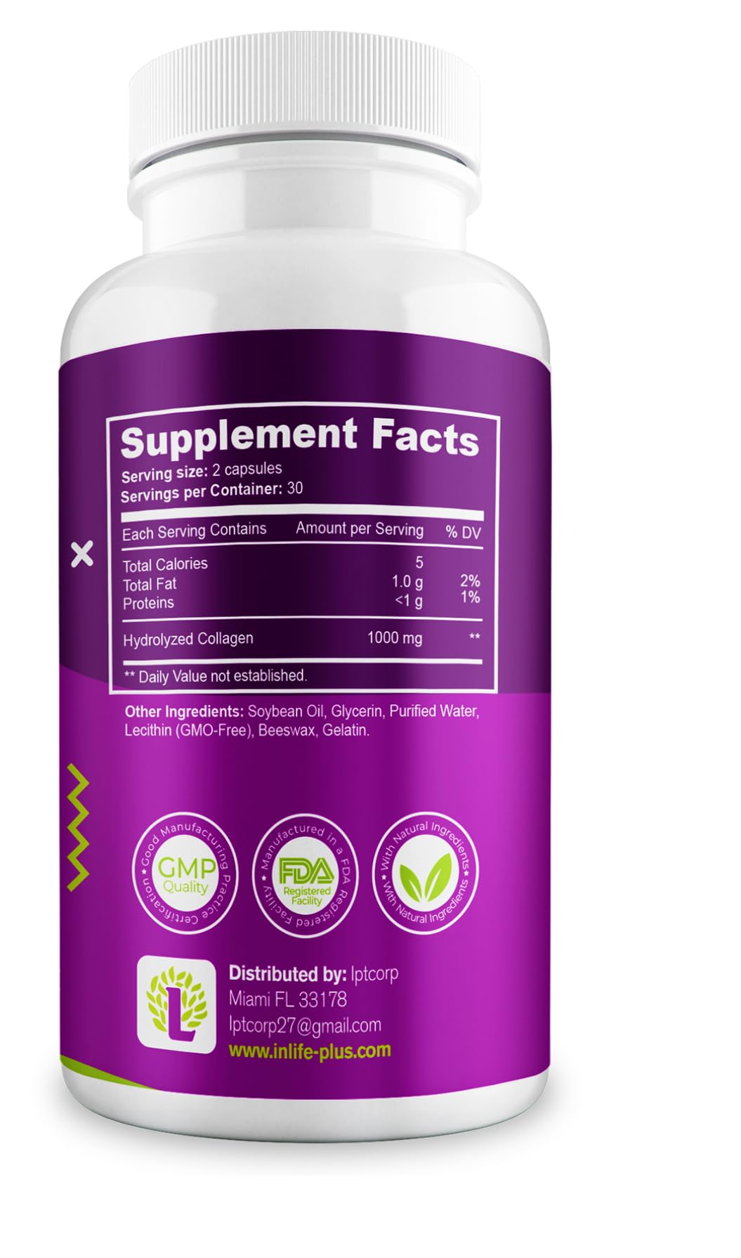 Inlife Plus + collagen packaging box highlights a 60-count supply.
