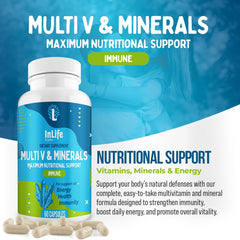 Close-up of Inlife Plus + multivitamin tablets showing color and texture for daily use