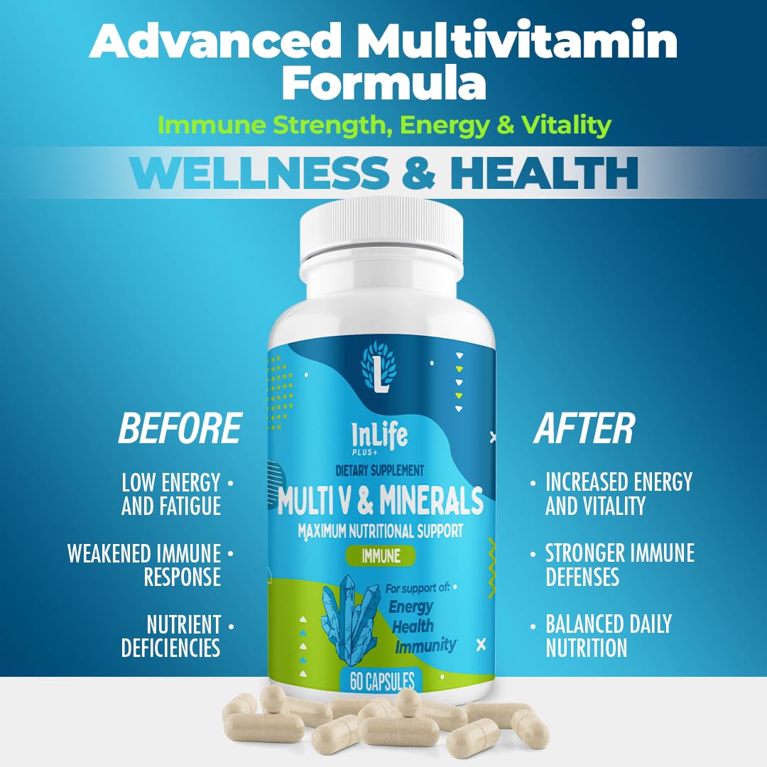 Packaging shot showing label details and recommended daily intake for Inlife Plus +