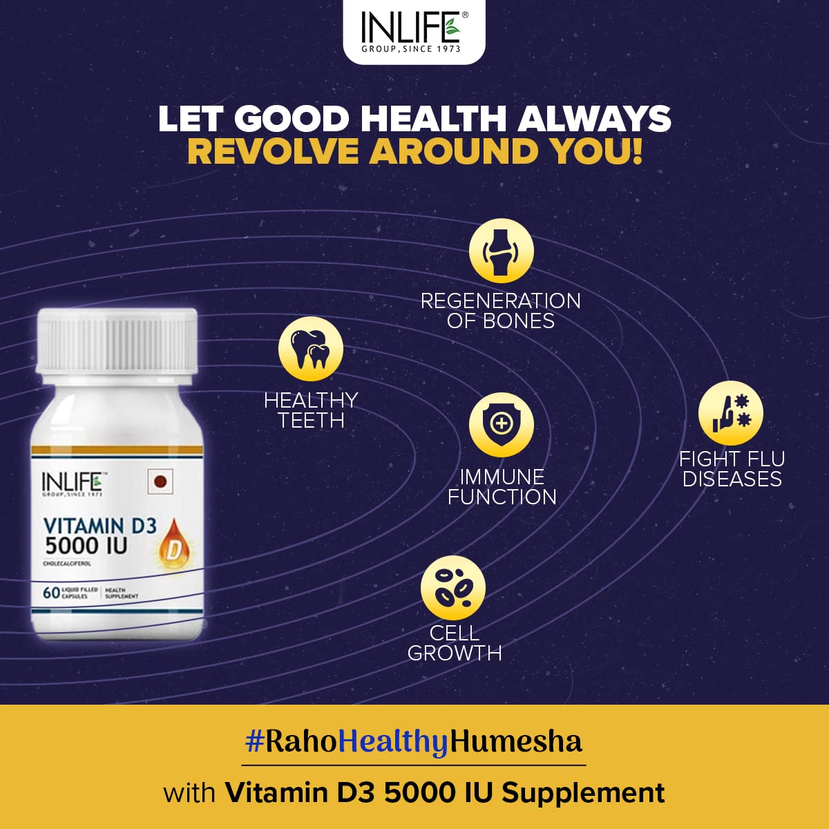 INLIFE Vitamin D3 with coconut oil matrix illustrating dispersion benefits
