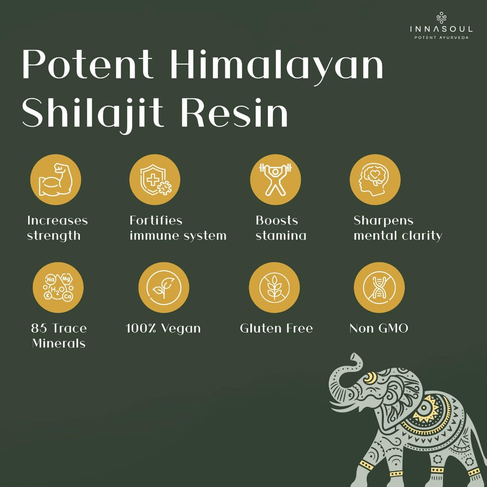 INNASOUL Shilajit resin dissolving in warm water shown for daily use