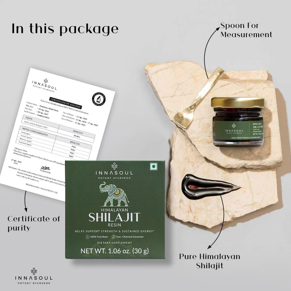 INNASOUL Shilajit resin sourced from high-altitude Himalayas