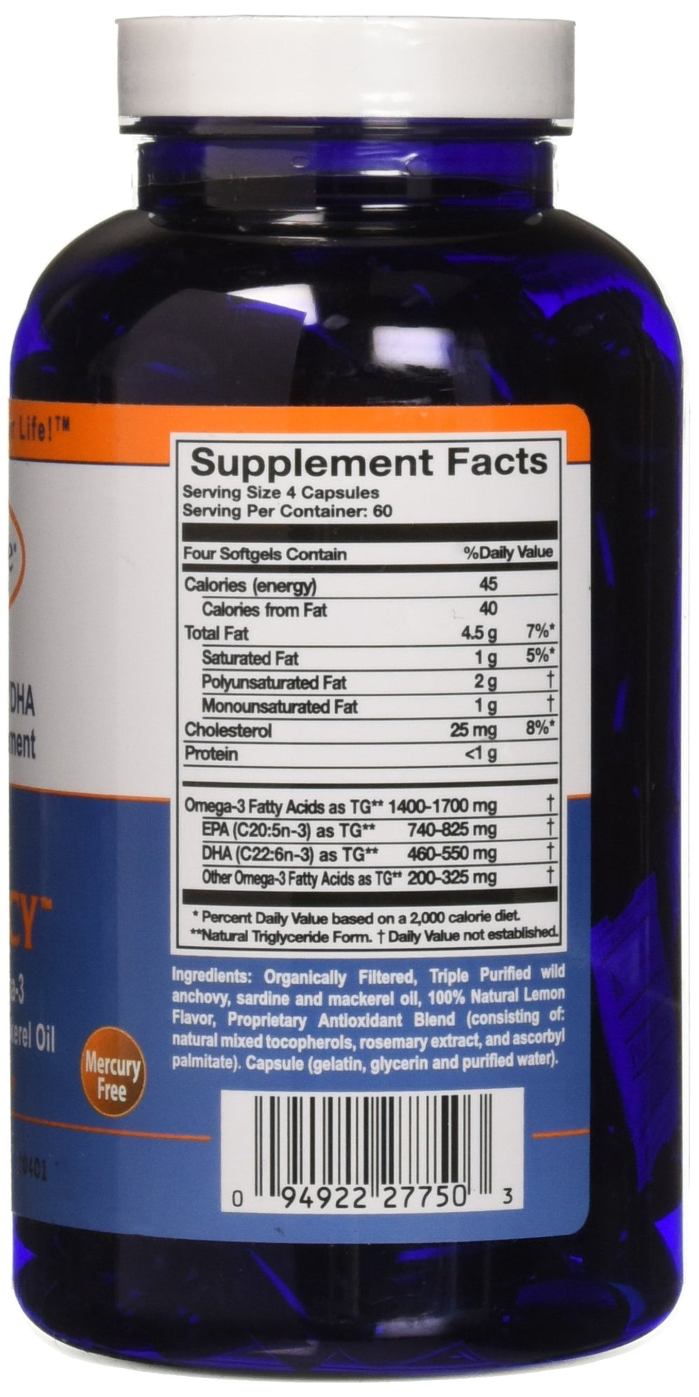 Innate Choice Omega Sufficiency Lemon label detail, transparent ingredients for informed choices.