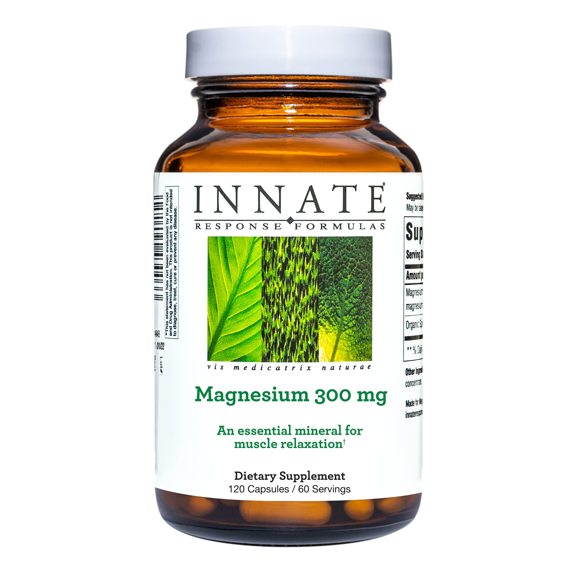 INNATE Magnesium 300 mg bottle front view with vegetarian-friendly capsules