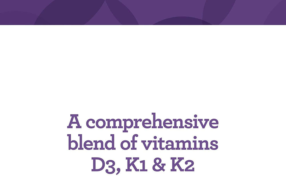 Science-inspired packaging emphasizing D3 and K vitamins.