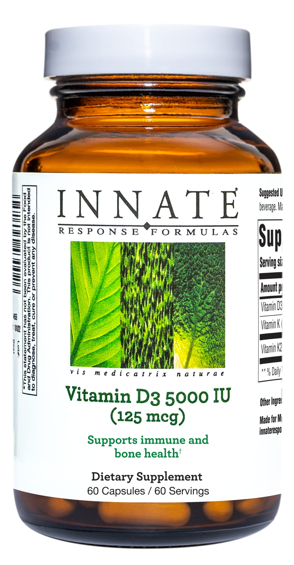 Innate Response Formulas Vitamin D3 5000 IU bottle front with D3-K1-K2 blend.