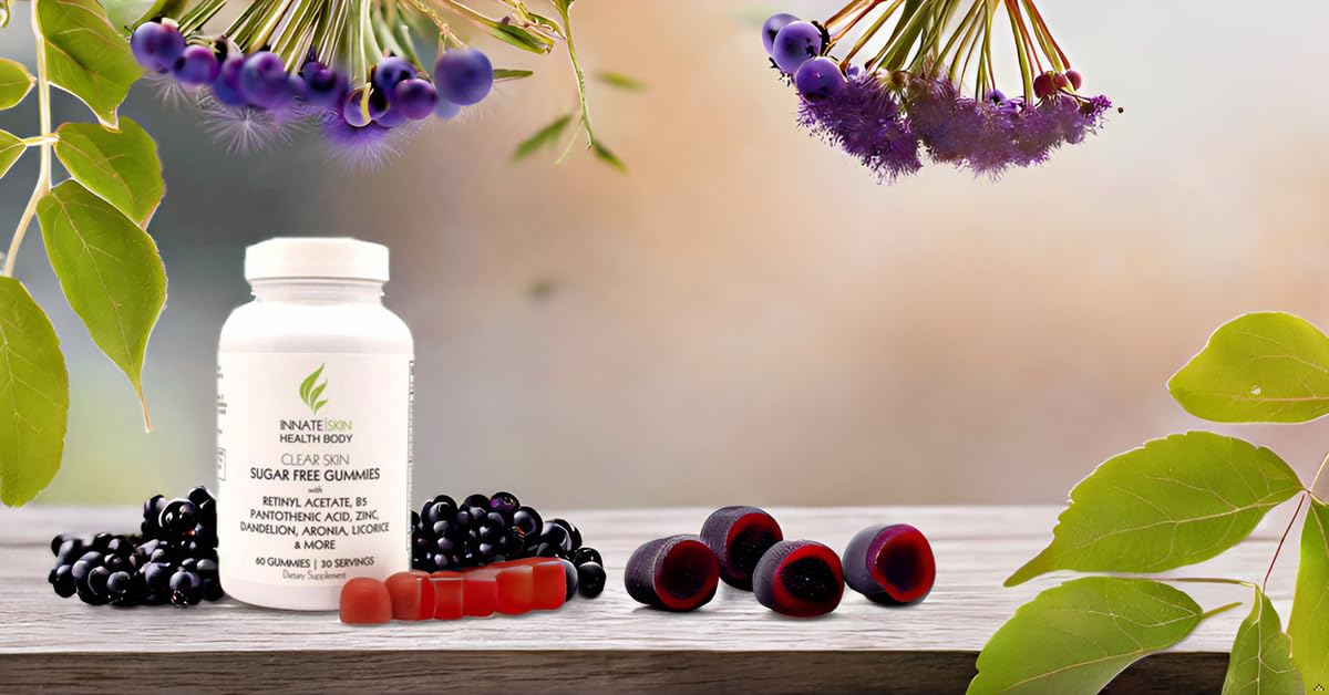 Innate Skin Acne Gummies on bathroom shelf for everyday maintenance.