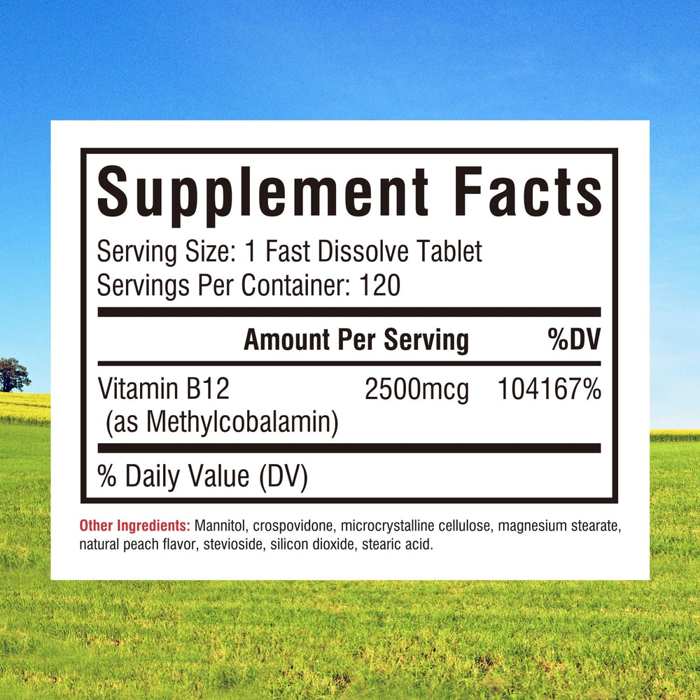 Innate Vitality B12 peach-flavored sublingual for fast absorption and great taste
