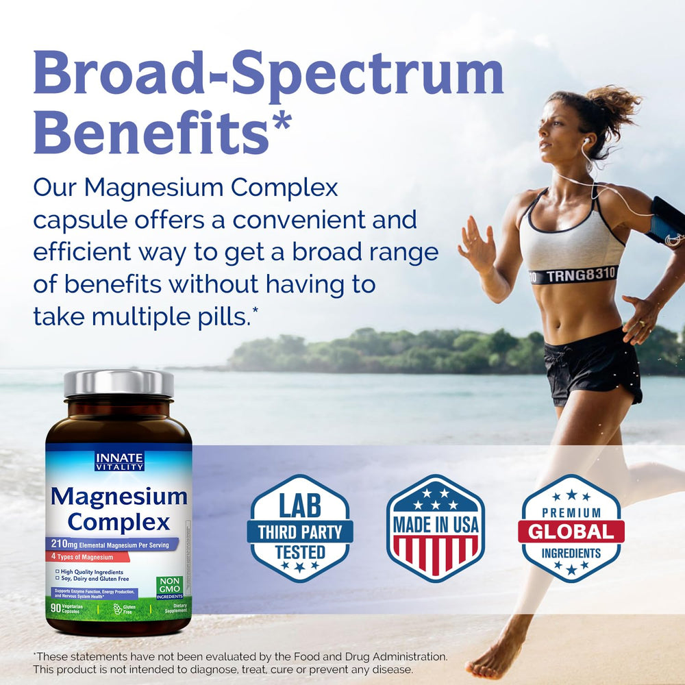 Innate Vitality Magnesium Complex label detail emphasizing purity and vegan formula.