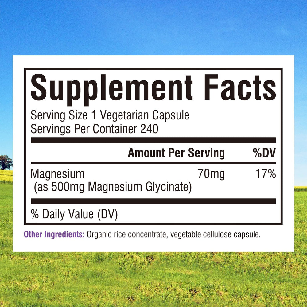 Innate Vitality Magnesium Glycinate bottle front with non-GMO and gluten-free labeling for clean intake.