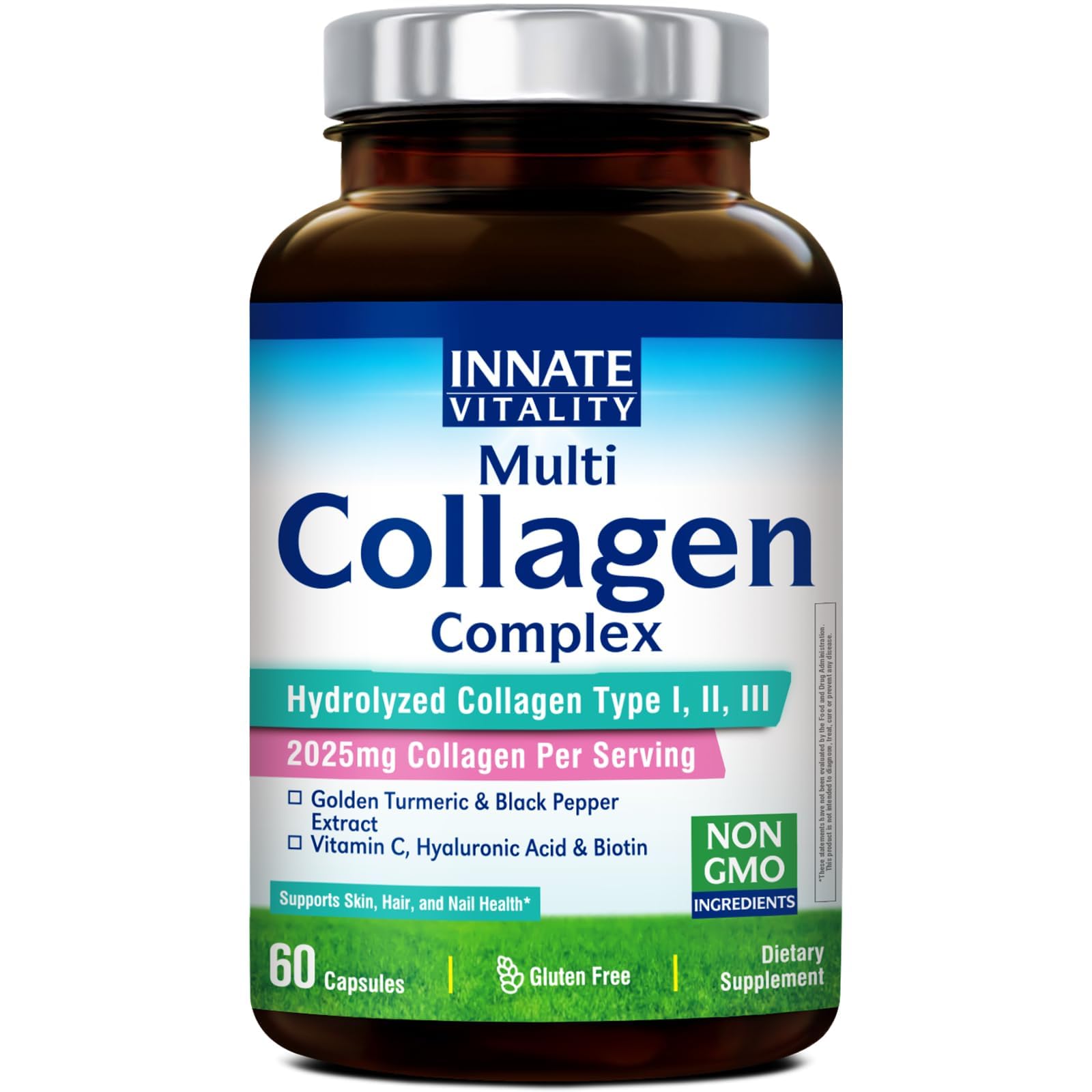 Innate Vitality Multi Collagen bottle, convenient daily capsules for skin support