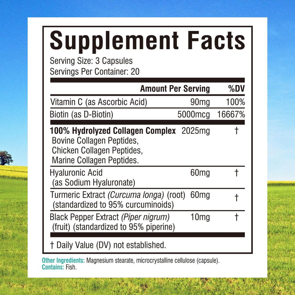 Innate Vitality Multi Collagen capsules close-up, premium peptide blend for hair and nails
