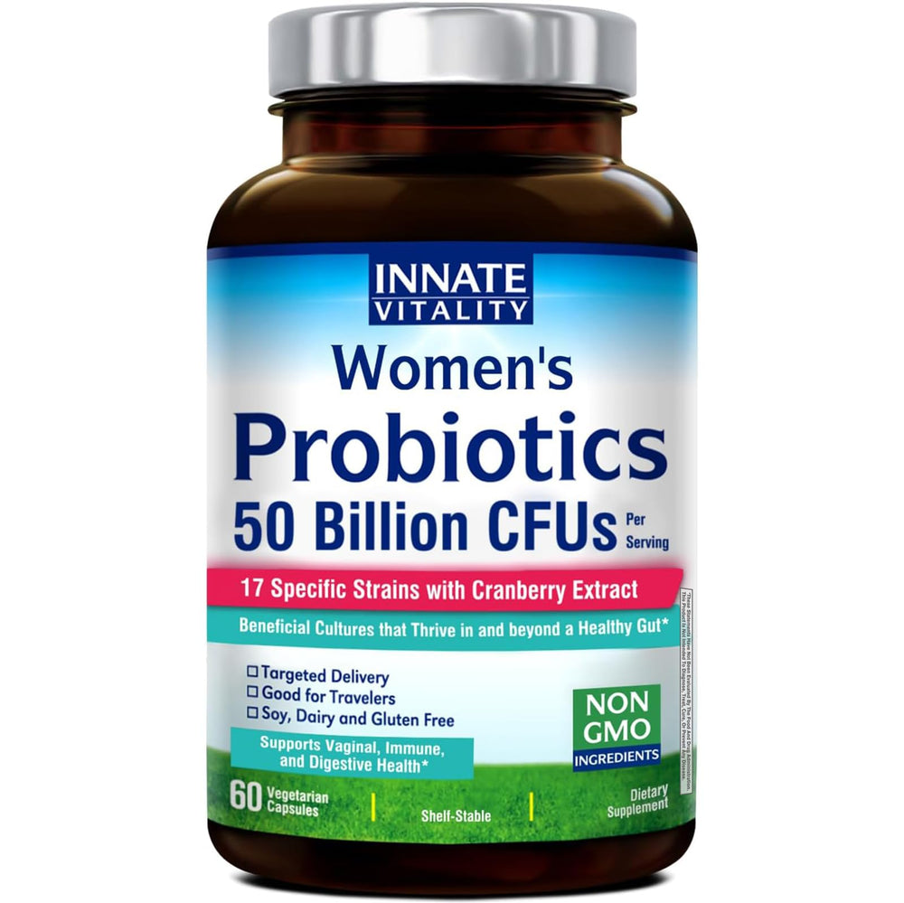 Innate Vitality Probiotics bottle with 60 veggie caps supporting digestive balance.