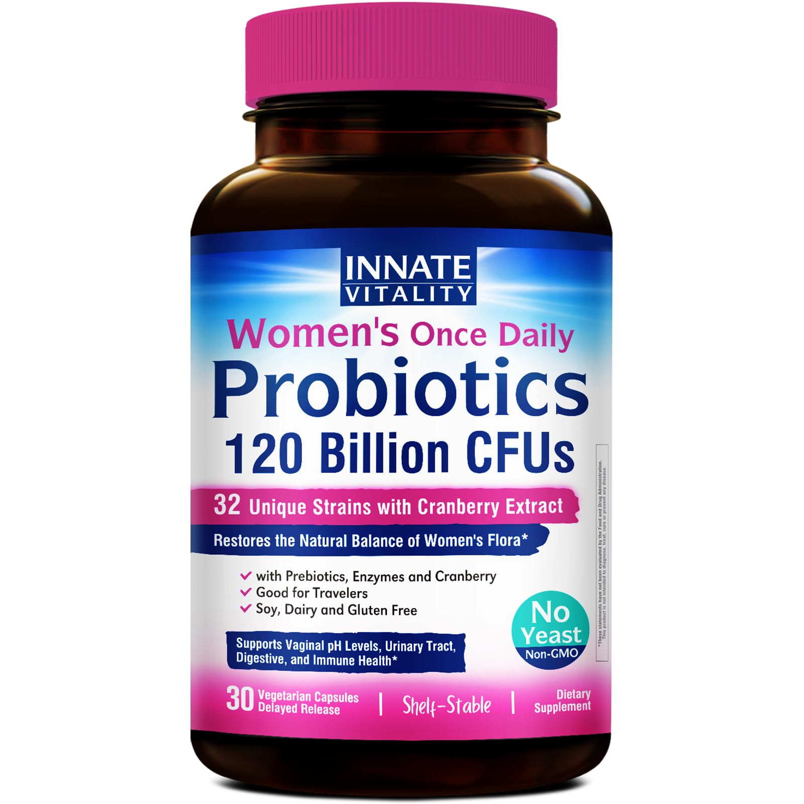 Innate Vitality Women’s Probiotics bottle front showing daily wellness focus