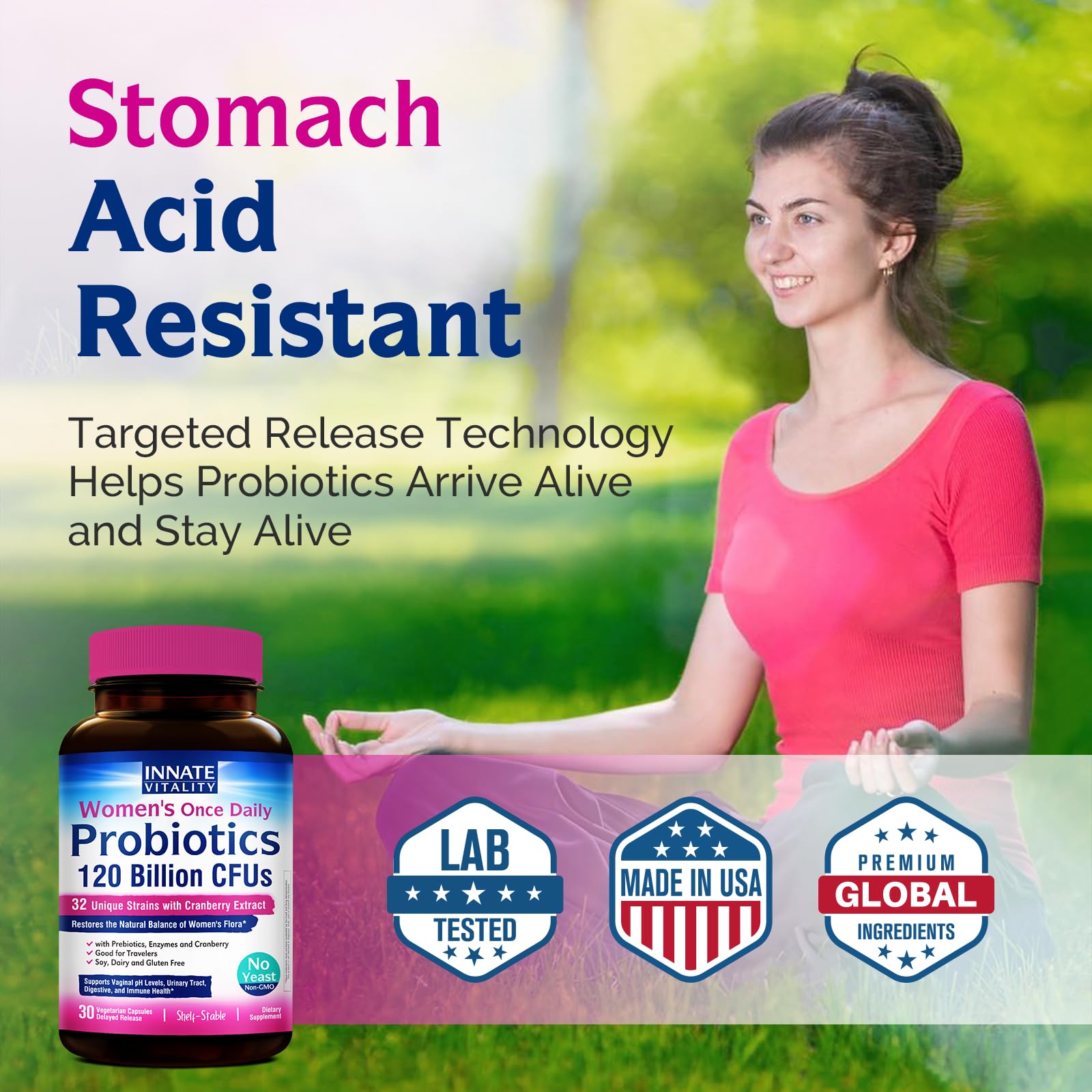 Innate Vitality Women’s Probiotics USA-made manufacturing badge