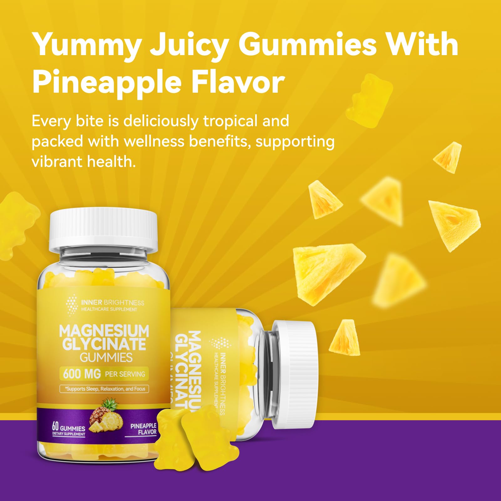 Inner Brightness bottle with serving scoop highlights 600mg per serving