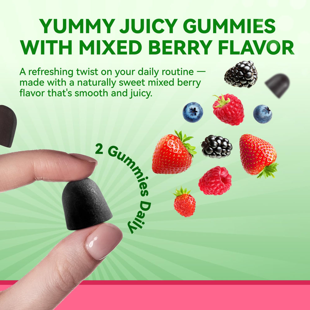 Inner Brightness Ashwagandha elderberry gummies close-up for natural energy balance.