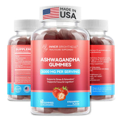 Inner Brightness Ashwagandha Gummies strawberry bottle show daily relaxation ritual